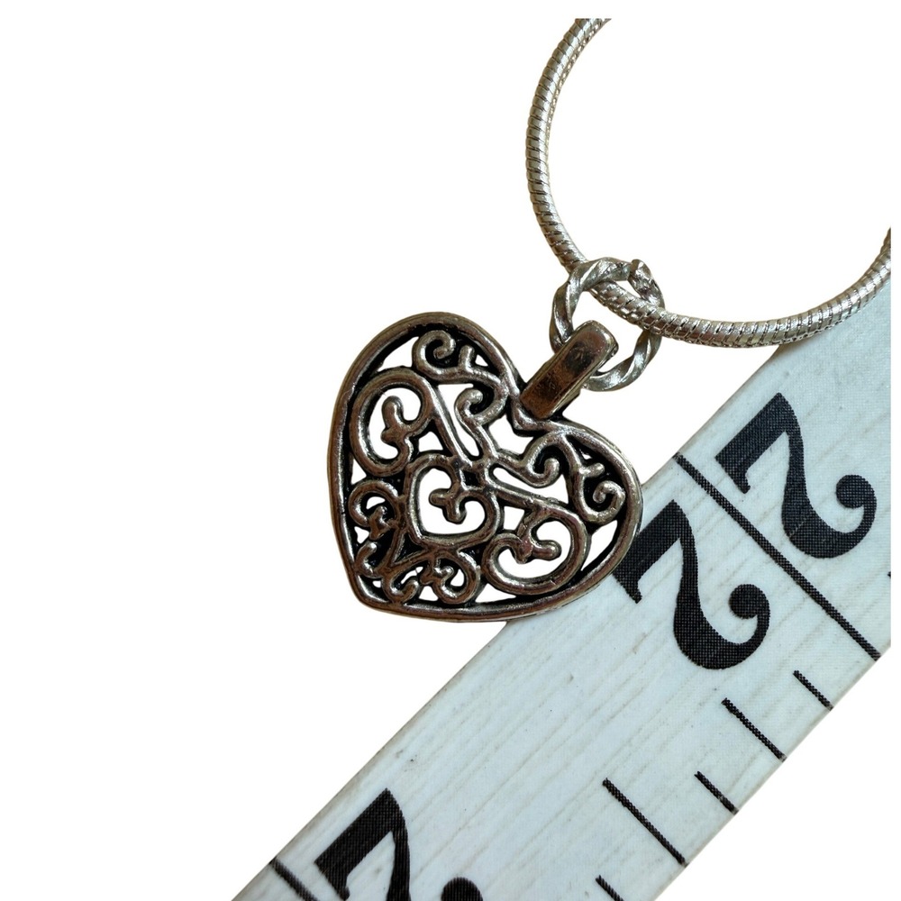 Boho Filigree Romantic Vintage 925 Sterling Silver Heart Necklace - Picture 2 of 8